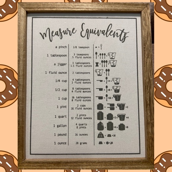 Other - Measuring Equivalents Canvas 8x10 Kitchen Art NEW